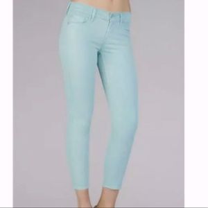 7 For All Mankind Cropped Skinny Aqua Jeans